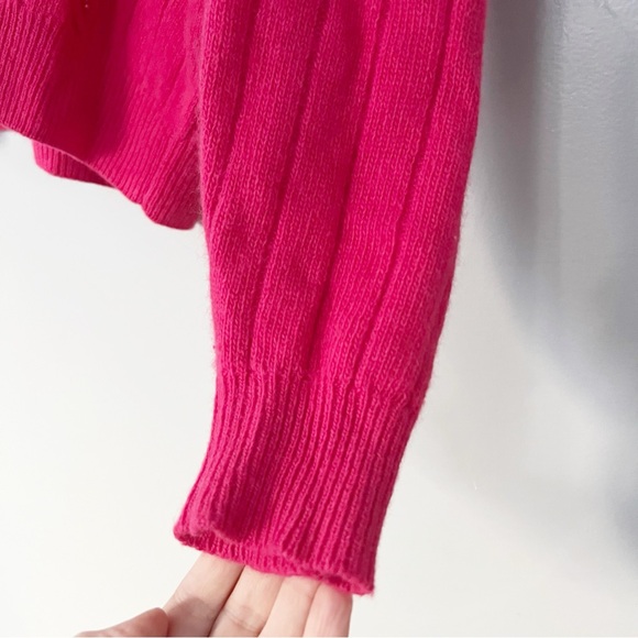 Vintage Lauren Cole Lambswool Angora Cardigan Medium Petite Pink Feminine Girlie - Picture 6 of 13